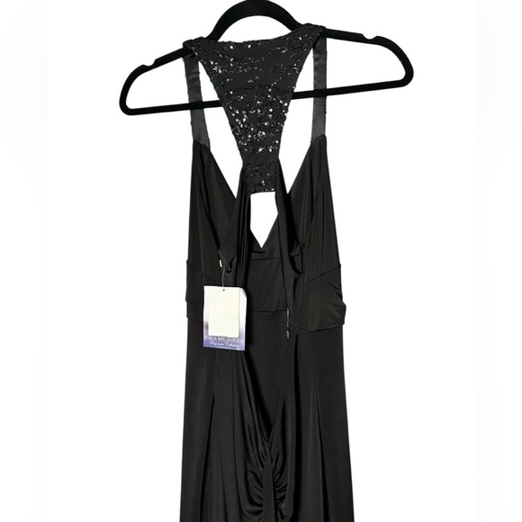 Deadstock NWTJessica McClintock Gunne Sax Black Dress Maxi Open Back Gown Sz 8 - Picture 5 of 9